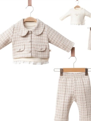 Βρεφικό Σετ  3Τμχ Για Κορίτσι 6-18 Μηνών Καφέ