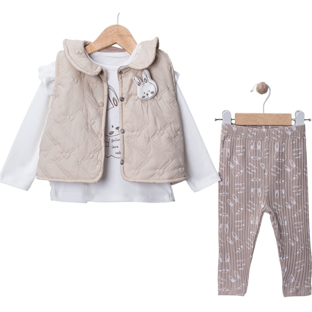 Βρεφικό Σετ 3Τμχ Για Κορίτσι 0-12 Μηνών Μπεζ