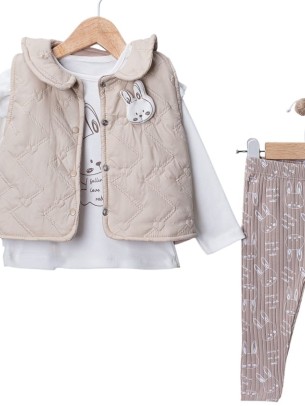 Βρεφικό Σετ 3Τμχ Για Κορίτσι 0-12 Μηνών Μπεζ