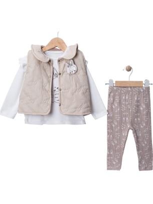 Βρεφικό Σετ 3Τμχ Για Κορίτσι 0-12 Μηνών Μπεζ