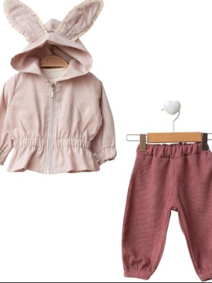 Βρεφικό Σετ 3Τμχ Για Κορίτσι 3-18 Μηνών Πούδρα