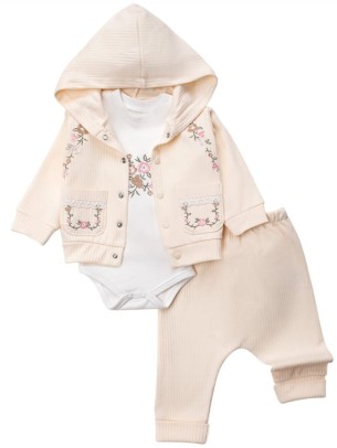 Βρεφικό Σετ  3Τμχ Για Κορίτσι 0-12 Μηνών Μπεζ