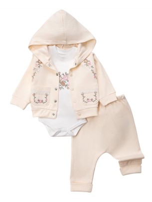 Βρεφικό Σετ  3Τμχ Για Κορίτσι 0-12 Μηνών Μπεζ