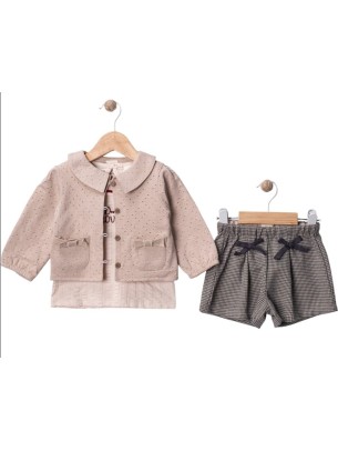 Βρεφικό Σετ 3Τμχ Για Κορίτσι 9-36 Μηνών Ανοιχτό Καφέ
