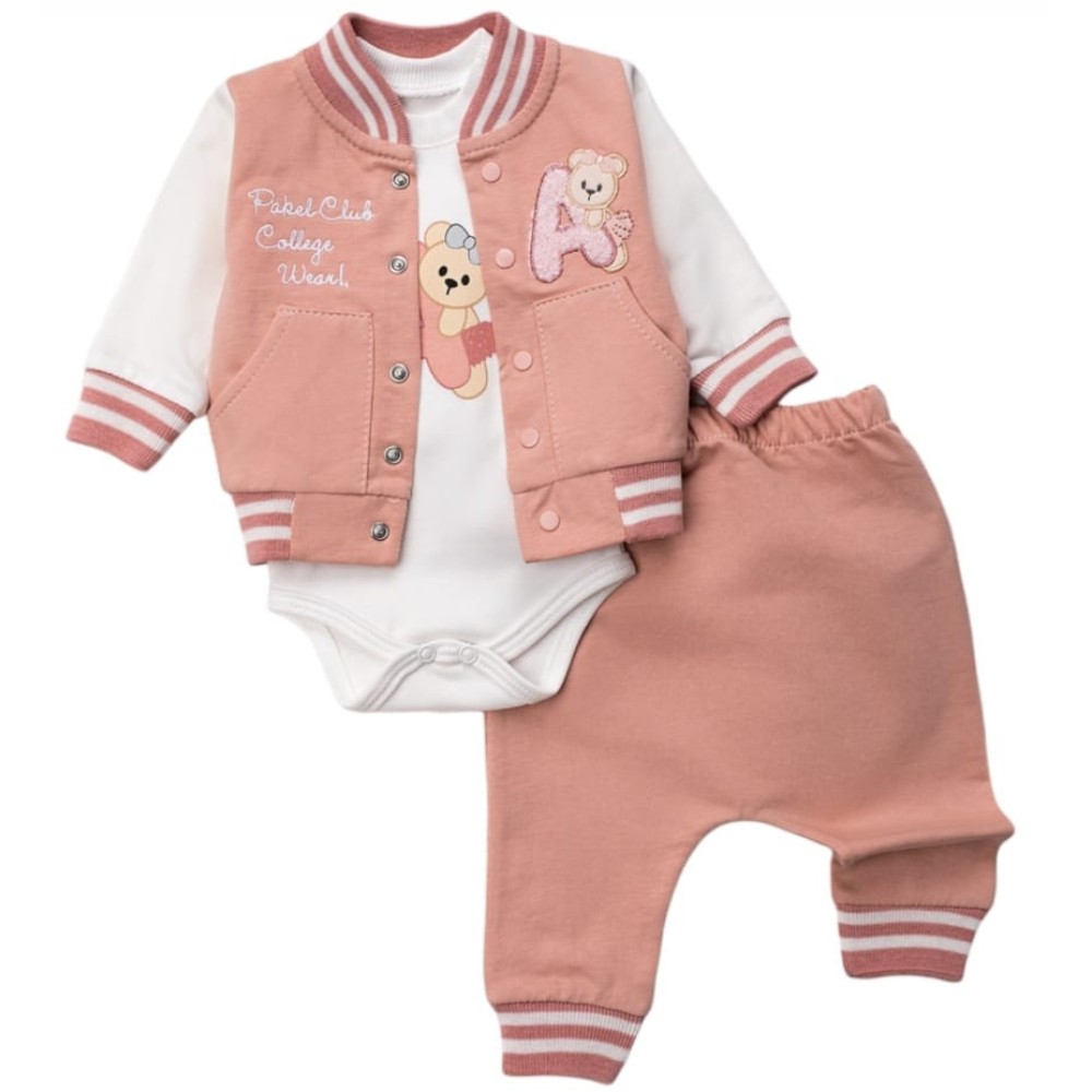 Βρεφικό Σετ 3Τμχ Για Κορίτσι 0-9 Μηνών Κοραλί