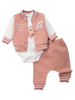 Βρεφικό Σετ 3Τμχ Για Κορίτσι 0-9 Μηνών Κοραλί