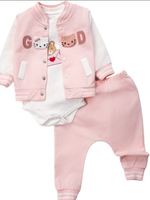 Βρεφικό Σετ 3Τμχ Για Κορίτσι 0-9 Μηνών Ρόζ