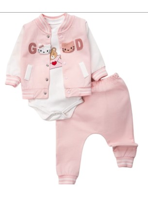 Βρεφικό Σετ 3Τμχ Για Κορίτσι 0-9 Μηνών Ρόζ