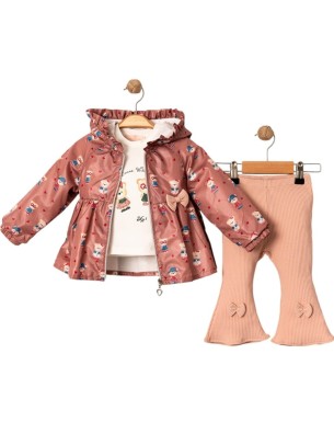 Βρεφικό Σετ 3Τμχ Για Κορίτσι 6-24 Μηνών Κοραλί