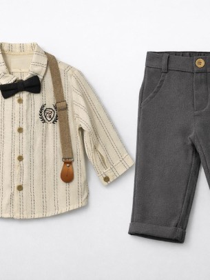 Βρεφικό Σετ Για Αγόρι 1-4 Χρονών Ανθρακί - Εκρού