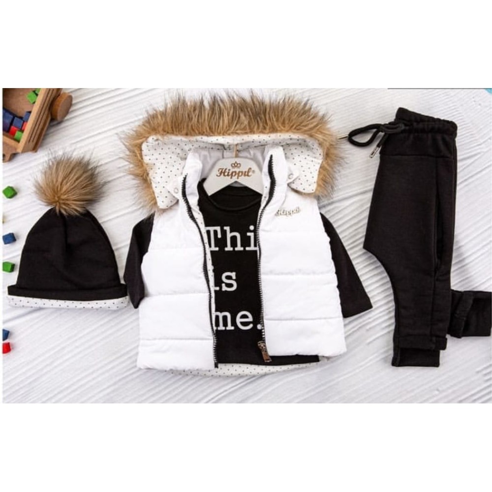 Βρεφικό Σετ 3Τμχ Για Κορίτσι 6-24 Μηνών Μαύρο - Λευκό