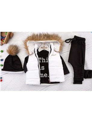 Βρεφικό Σετ 3Τμχ Για Κορίτσι 6-24 Μηνών Μαύρο - Λευκό