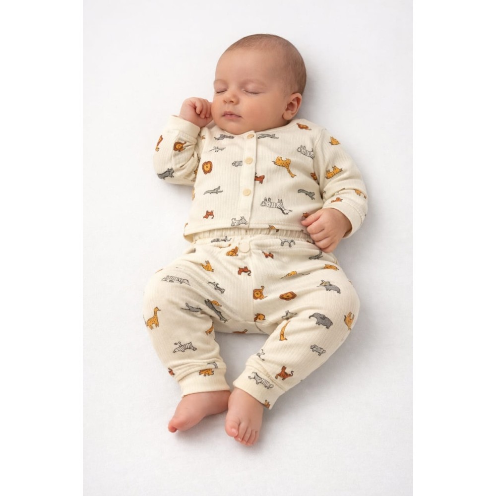 Bρεφικό Σετ Πιτζάμα 0-6 Μηνών Εκρού