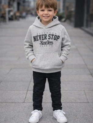 Παιδικό Φούτερ με Φλίς Για  3-7 Χρονών Γκρι Μελανζέ