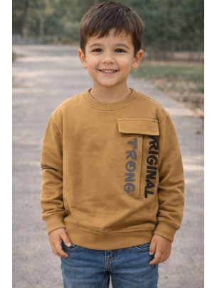 Παιδικό Φούτερ Για Αγόρι 3-12 Χρονών Ανοιχτό Καφε