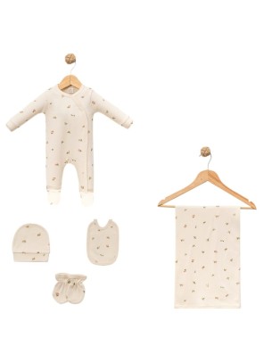 Σετ Νεογέννητο 5Τμχ Για Κορίτσι 0-3 Μηνών Εκρού 