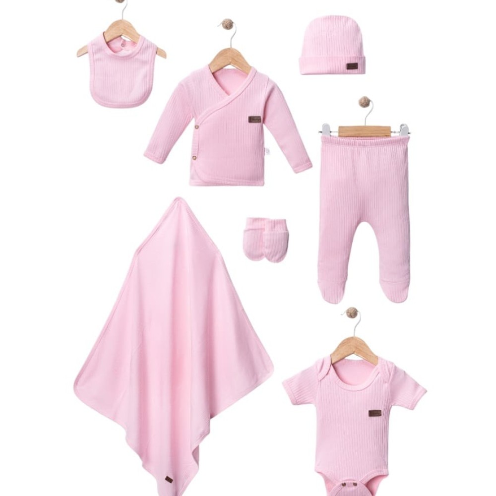 Σετ Νεογέννητο 7Τμχ Για Κορίτσι 0-3 Μηνών Ροζ