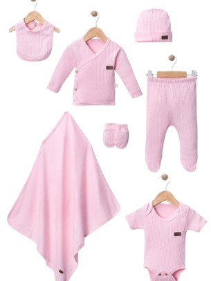 Σετ Νεογέννητο 7Τμχ Για Κορίτσι 0-3 Μηνών Ροζ