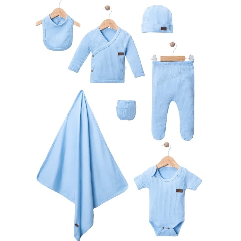 Σετ Νεογέννητο 7Τμχ Για Αγόρι  0-3 Μηνών Μπλε
