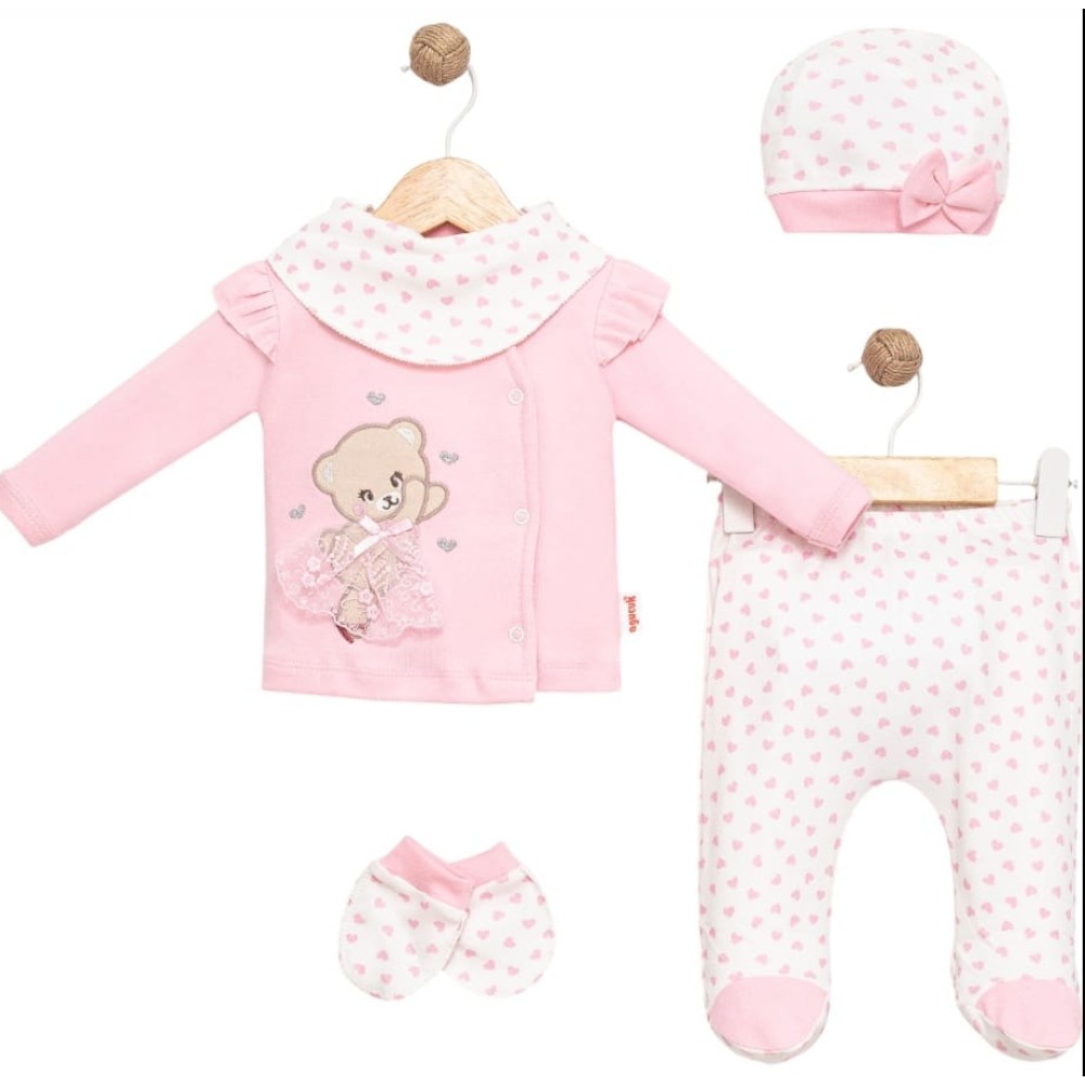 Σετ Νεογέννητο 5Τμχ Για Κορίτσι 0-3 Μηνών Ροζ
