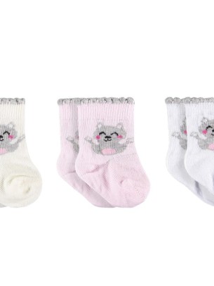 Βρεφικές Κάλτσες 3Τμχ 0-6 Μηνών Ροζ