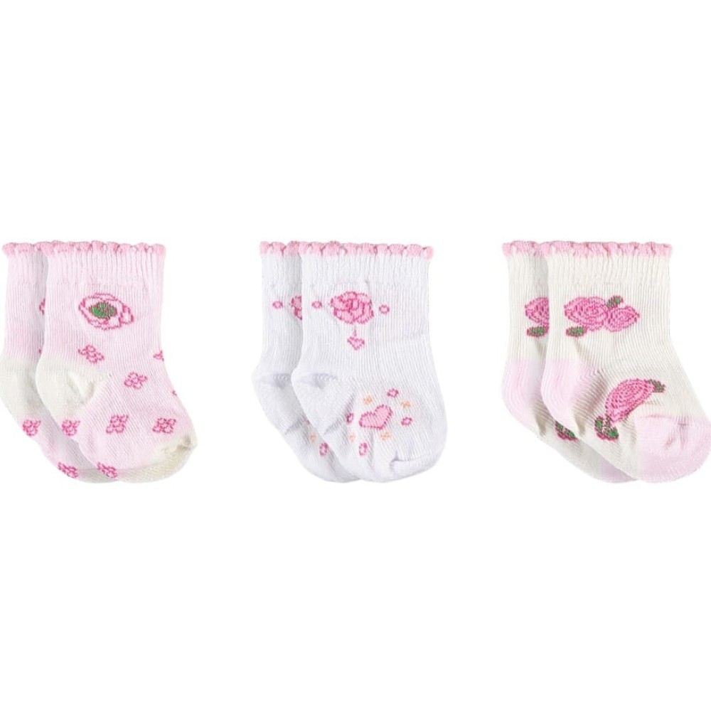 Βρεφικές Κάλτσες 3Τμχ 0-6 Μηνών Ροζ