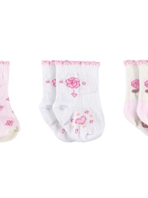 Βρεφικές Κάλτσες 3Τμχ 0-6 Μηνών Ροζ