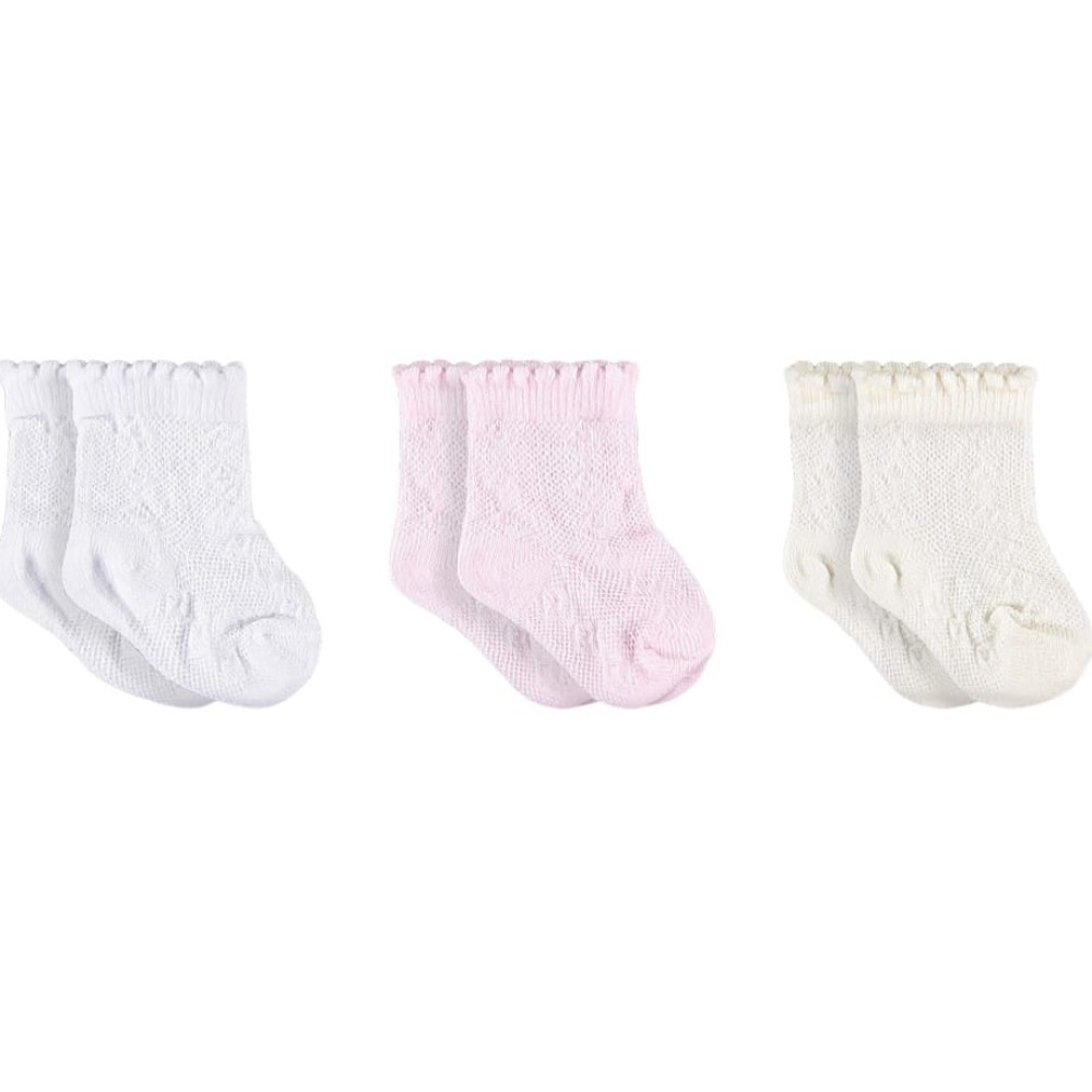 Βρεφικές Κάλτσες 3Τμχ 0-6 Μηνών Ροζ 