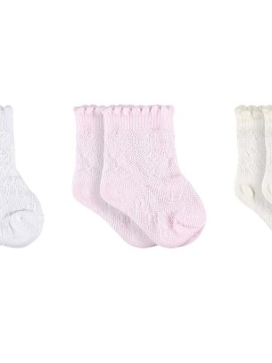 Βρεφικές Κάλτσες 3Τμχ 0-6 Μηνών Ροζ 