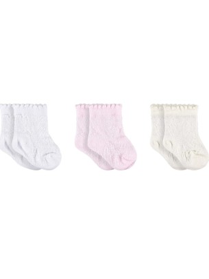 Βρεφικές Κάλτσες 3Τμχ 0-6 Μηνών Ροζ 