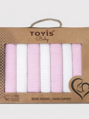 Βρεφικό Οργανικό Πανάκι 7Τμχ Λευκό - Ροζ