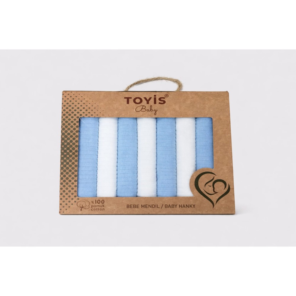 Βρεφικό Οργανικό Πανάκι 7Τμχ Λευκό - Μπλε