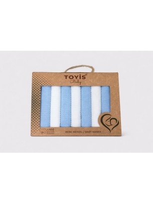 Βρεφικό Οργανικό Πανάκι 7Τμχ Λευκό - Μπλε