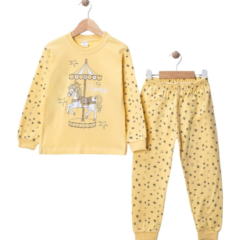 Παιδικό Σετ Πιτζάμα Για Κορίτσι 4-6 Χρονών Κίτρινο