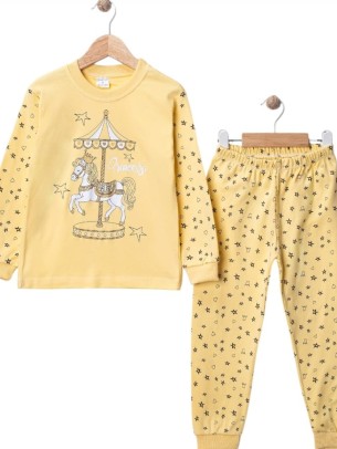 Παιδικό Σετ Πιτζάμα Για Κορίτσι 4-6 Χρονών Κίτρινο