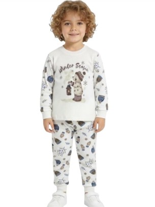 Παιδικό Σετ Πιτζάμα Για Αγόρι 1-3 Χρονών Λεύκο