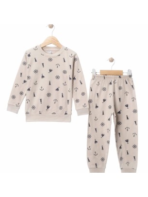 Παιδικό Σετ Πιτζάμα Για Αγόρι 7-10 Χρονών Μπεζ