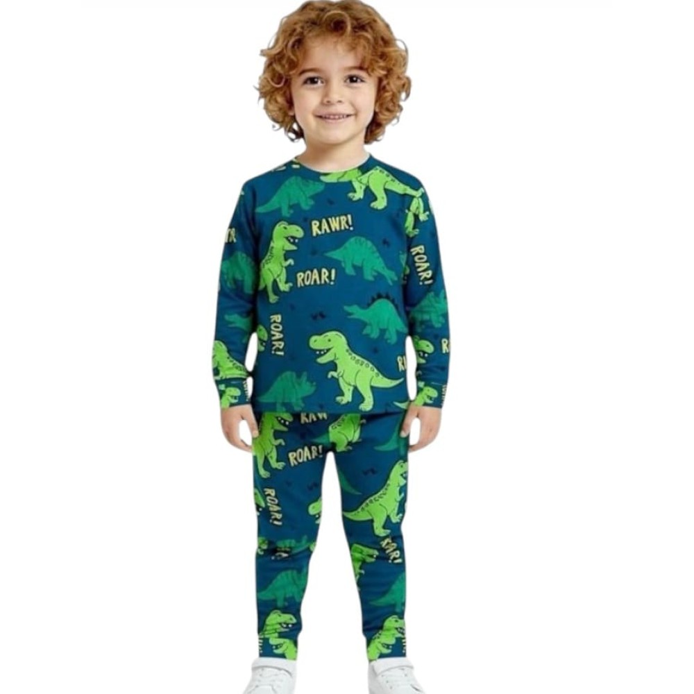 Παιδικό Σετ Πιτζάμα  Για Αγόρι 1-4 Χρονών Πετρόλ
