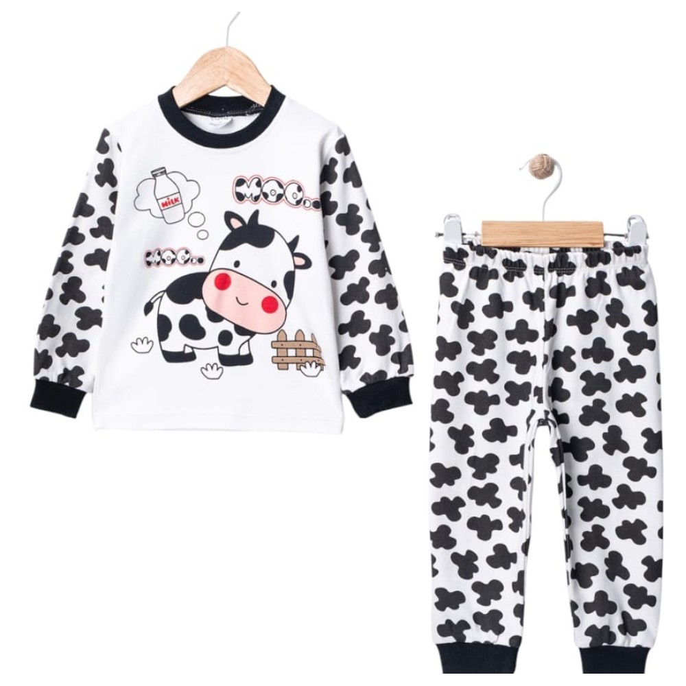 Παιδικό Σετ Πιτζάμα Για Κορίτσι 1-3 Χρονών Λεύκο-Μαύρο