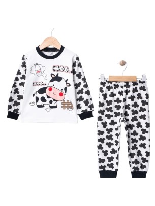 Παιδικό Σετ Πιτζάμα Για Κορίτσι 1-3 Χρονών Λεύκο-Μαύρο