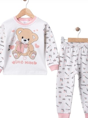 Παιδικό Σετ Πιτζάμα Για Κορίτσι 1-3 Χρονών Λεύκο - Σομον