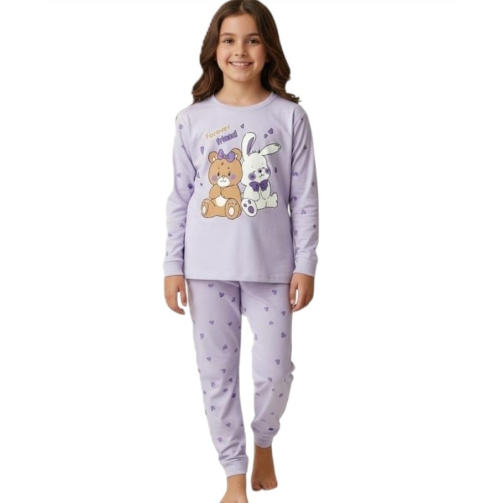 Παιδικό Σετ Πιτζάμα Για Κορίτσι 4-6 Χρονών Μωβ