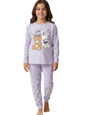 Παιδικό Σετ Πιτζάμα Για Κορίτσι 4-6 Χρονών Μωβ