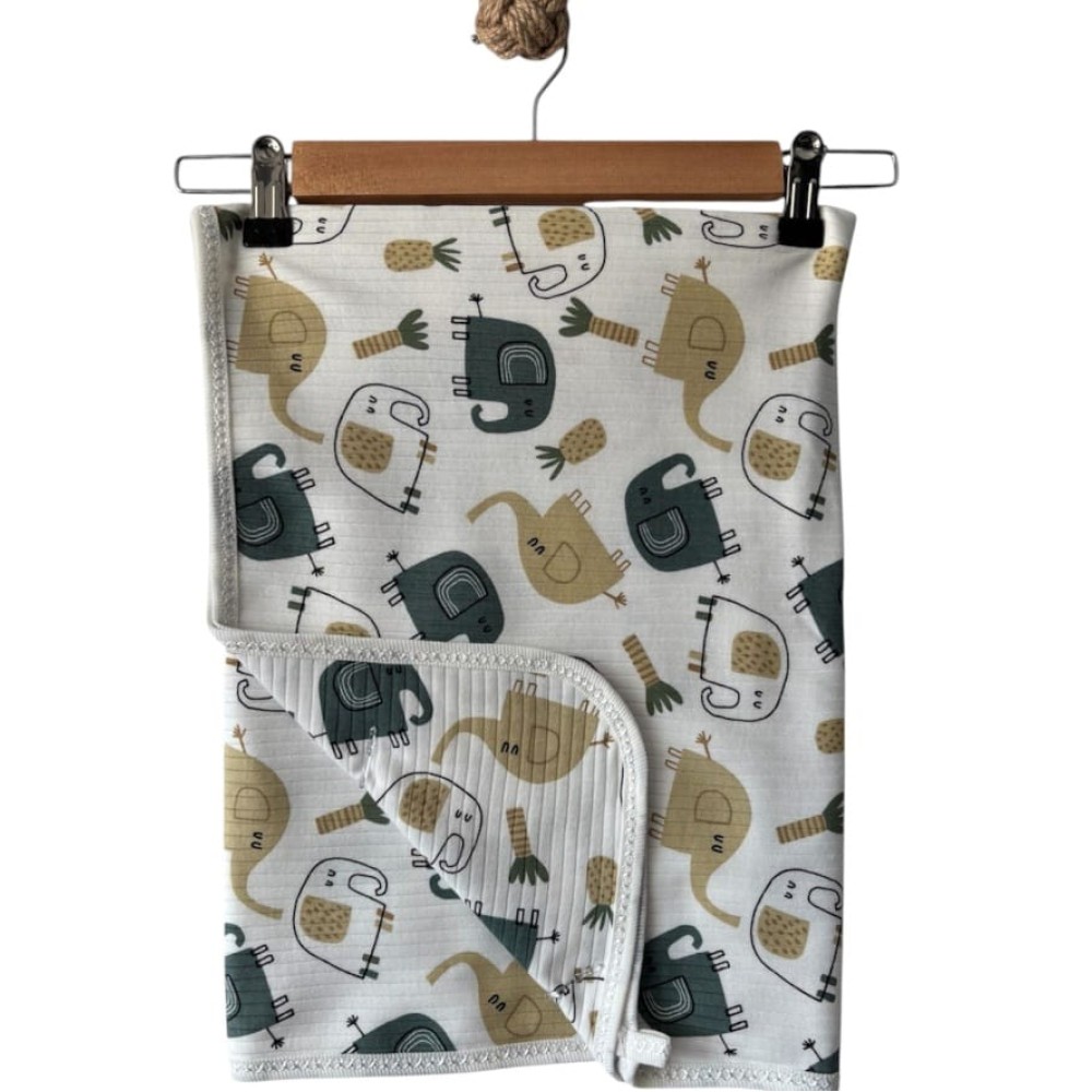 Βρεφική Κουβέρτα Αγκαλιάς Λευκό-Πράσινο