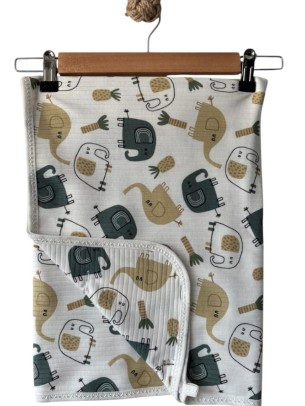 Βρεφική Κουβέρτα Αγκαλιάς Λευκό-Πράσινο