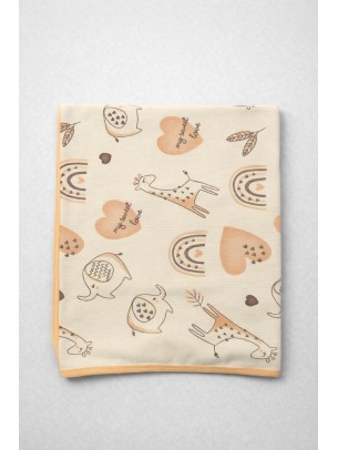 Βρεφική Κουβέρτα Αγκαλιάς Λευκό-Σομόν