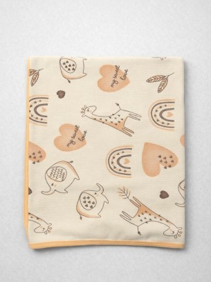 Βρεφική Κουβέρτα Αγκαλιάς Λευκό-Σομόν