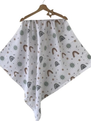 Βρεφική Κουβέρτα Αγκαλιάς Μουσελίνα  Λευκό-Πράσινο