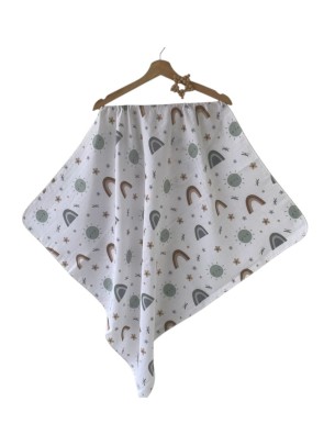 Βρεφική Κουβέρτα Αγκαλιάς Μουσελίνα  Λευκό-Πράσινο