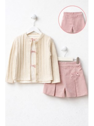 Παιδικό Σετ 3Τμχ Για Κορίτσι 4-7 Χρονών Εκρού-Ροζ